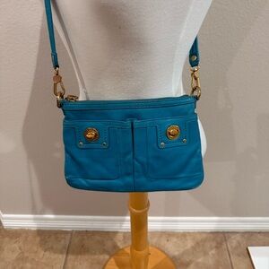 MARC JACOBS New York Turquoise Blue Leather Crossbody Bag EUC 9.5x6.5